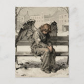 Melancholy Angel in a Snowy City Park Briefkaart (Voorkant)