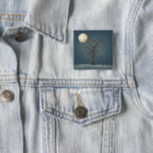 Melancholy Heart Shaped Tree in Full Moon Vierkante Button 5,1 Cm (In situ)