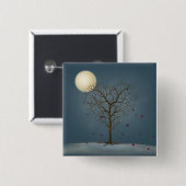 Melancholy Heart Shaped Tree in Full Moon Vierkante Button 5,1 Cm (Voorkant /achterkant)