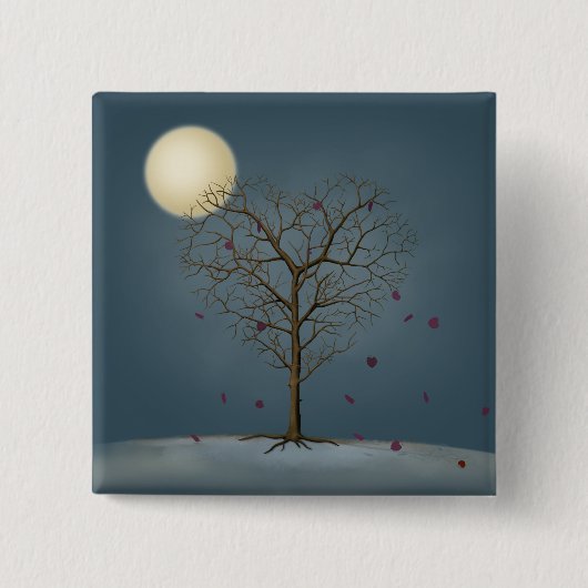 Melancholy Heart Shaped Tree in Full Moon Vierkante Button 5,1 Cm (Voorkant)