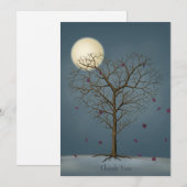 Melancholy Heart Shaped Tree under Full Moon Bedankkaart (Voorkant / Achterkant)