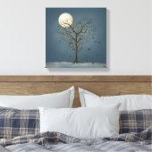 Melancholy Heart Shaped Tree under the Full Moon Canvas Afdruk (Insitu (Slaapkamer))