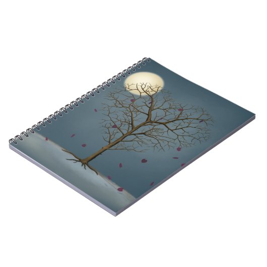 Melancholy Heart Shaped Tree under the Full Moon Notitieboek (Linkerzijde)