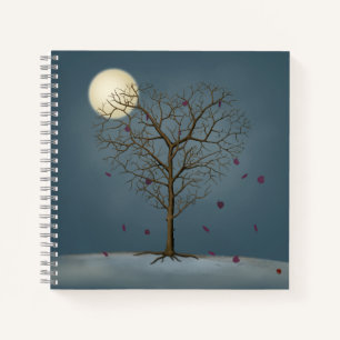 Melancholy Heart Shaped Tree under the Full Moon Notitieboek