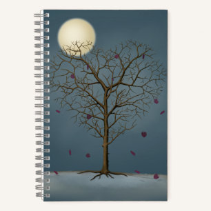 Melancholy Heart Shaped Tree under the Full Moon Notitieboek