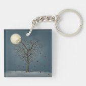 Melancholy Heart Shaped Tree under the Full Moon Sleutelhanger (Achterkant)