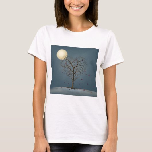 Melancholy Heart Shaped Tree under the Full Moon T-shirt (Voorkant)