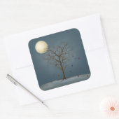 Melancholy Heart Shaped Tree under the Full Moon Vierkante Sticker (Envelop)