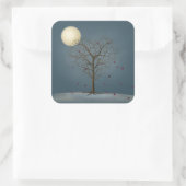 Melancholy Heart Shaped Tree under the Full Moon Vierkante Sticker (Tas)