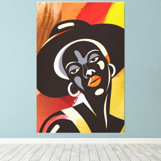 Melancholy in Abstractie: Female Silhouette Canvas Afdruk (Insitu (Houten vloer))