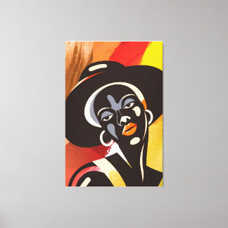 Melancholy in Abstractie: Female Silhouette Canvas Afdruk