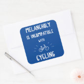 Melancholy is niet compatibel met fietsen vierkante sticker (Envelop)