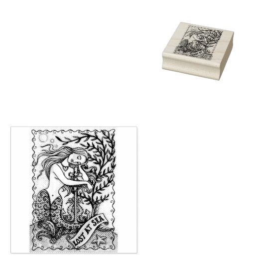 MELANCHOLY MERMAID FANTASY RUBBER STEMPEL (Gestempeld)