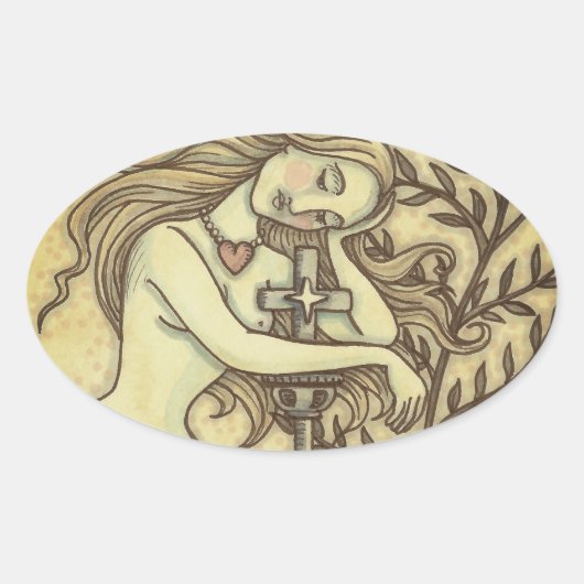 MELANCHOLY MERMAID FANTASY STICKERS Oval SHEET (Voorkant)