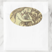 MELANCHOLY MERMAID FANTASY STICKERS Oval SHEET (Tas)