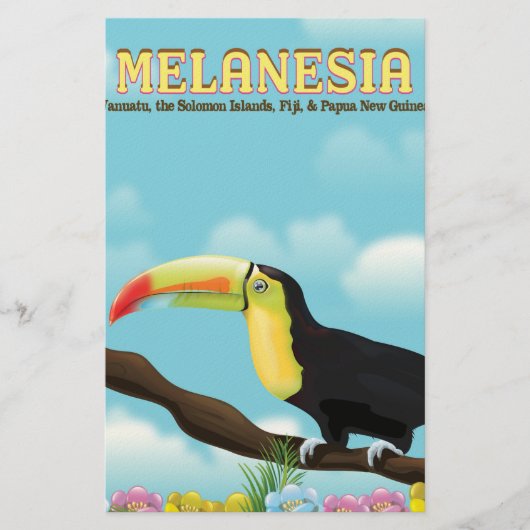 Melanesia Toucan reisposter Briefpapier (Voorkant)
