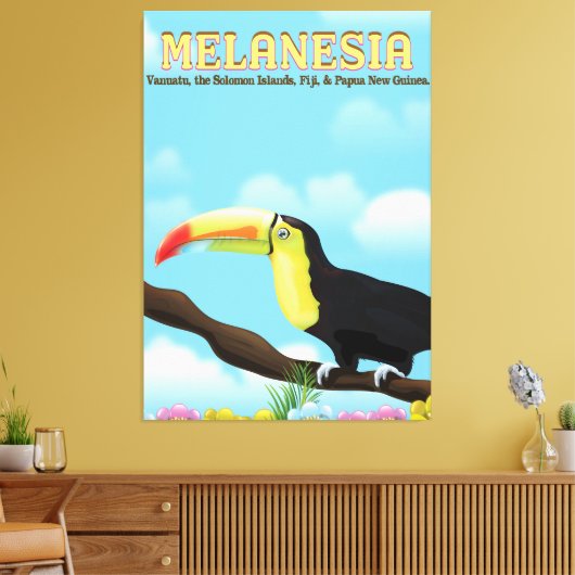 Melanesia Toucan reisposter Canvas Afdruk (Insitu (Woonkamer))