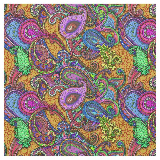 Melange Paisley Gold Stof (Close Up)