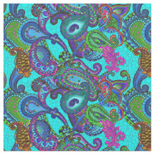Melange Paisley in Blauw, Donker Stof