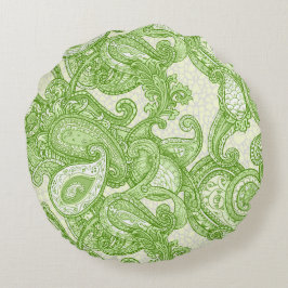 Melange Paisley in Groen Rond Kussen