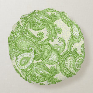 Melange Paisley in Groen Rond Kussen
