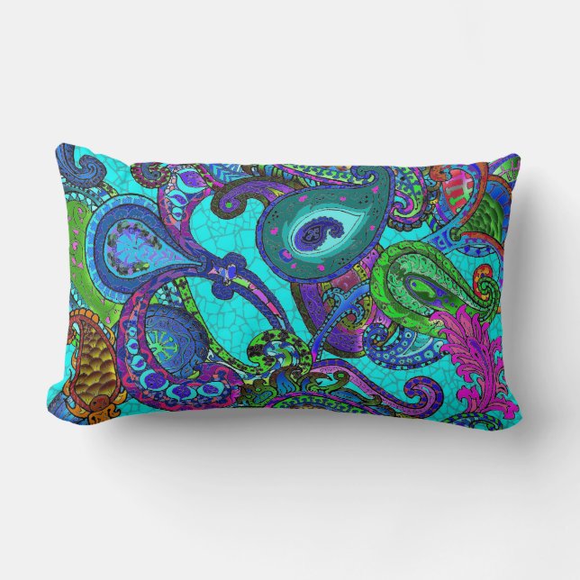 Melange Paisley in Paars en Fuschia Pillow Kussen (Voorkant)