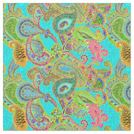Melange Paisley in Turquoise en Green Stof