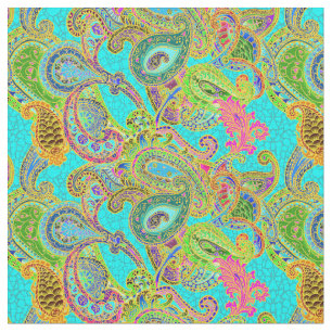 Melange Paisley in Turquoise en Green Stof