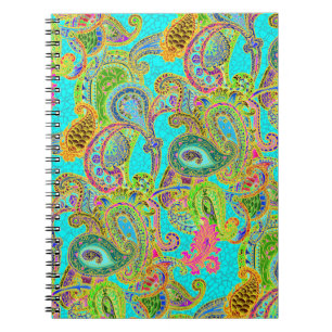 Melange paisley in turquoise en groen notitieboek