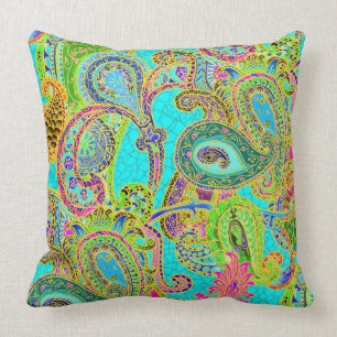 Melange Paisley in Turquoise en Sherbet Green Kussen