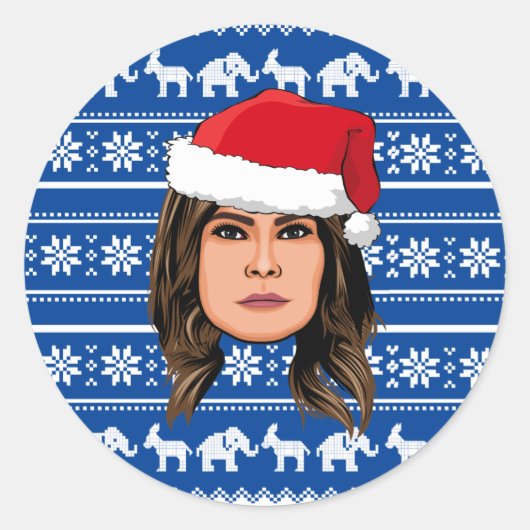 MELANIA TRUMP Kerstmis Ronde Sticker (Voorkant)
