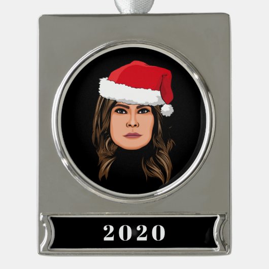 MELANIA TRUMP Kerstmis Verzilverd Banner Ornament (Voorkant)
