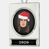 MELANIA TRUMP Kerstmis Verzilverd Banner Ornament (Links)