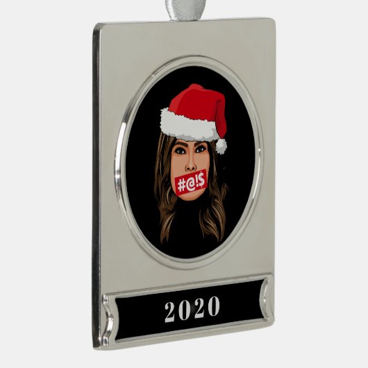 MELANIA TRUMP Kerstmis Verzilverd Banner Ornament (Rechts)