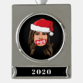 MELANIA TRUMP Kerstmis Verzilverd Banner Ornament (Voorkant)