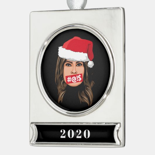 MELANIA TRUMP Kerstmis Verzilverd Banner Ornament (Links)