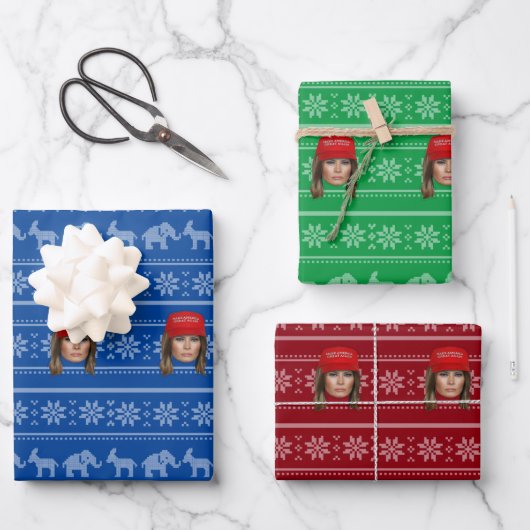 Melania Trump MAGA Kerstmis Inpakpapier Vel (Voorkant)