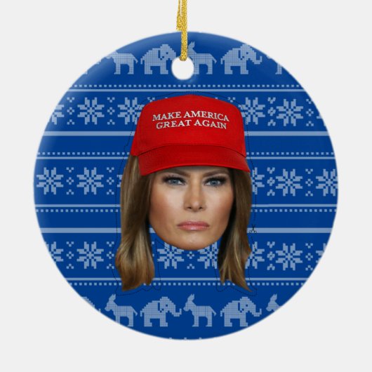 Melania Trump MAGA Kerstmis Keramisch Ornament (Achterkant)