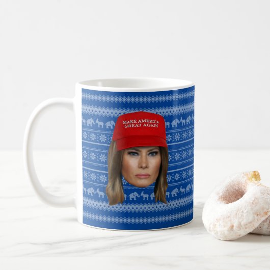 Melania Trump MAGA Kerstmis Koffiemok (Met donut)