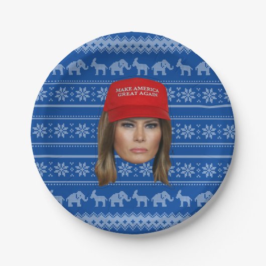 Melania Trump MAGA Kerstmis Papieren Bordje (Voorkant)