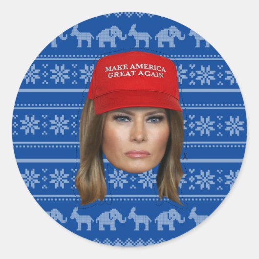 Melania Trump MAGA Kerstmis Ronde Sticker (Voorkant)