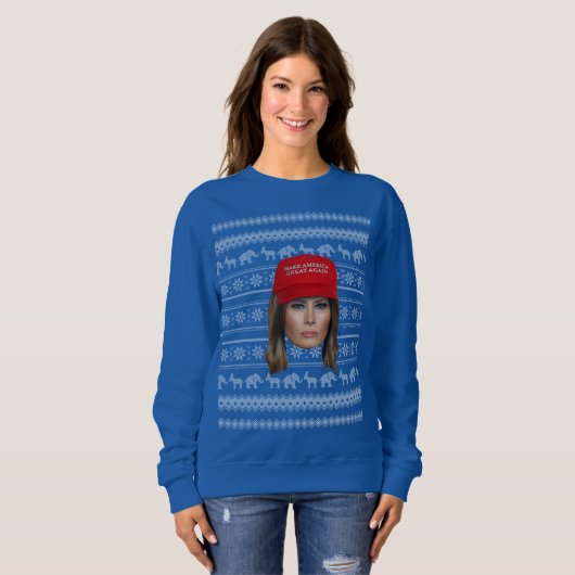 Melania Trump MAGA Kerstmis Trui (Voorkant volledig)