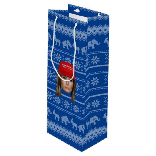 Melania Trump MAGA Kerstmis Wijn Cadeautas (Voorkant Gekanteld)