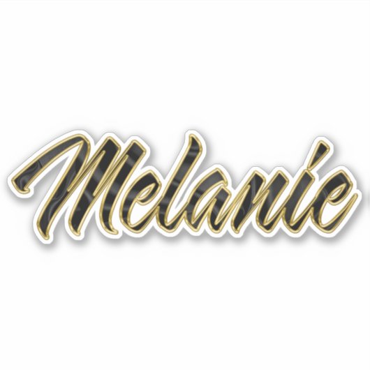 Melanie black gold Lettering Aufkleber Sticker (Voorkant)