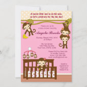 Melanie Monkey Baby Shower-uitnodigingen Kaart (Voorkant)