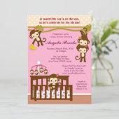 Melanie Monkey Baby Shower-uitnodigingen Kaart (Staand voorkant)