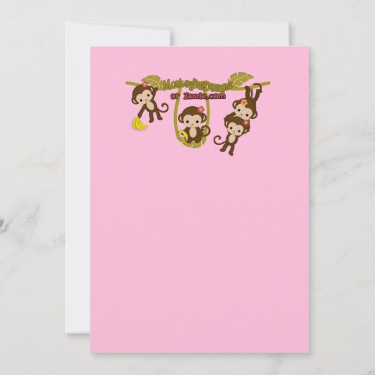 Melanie Monkey Baby Shower-uitnodigingen Kaart (Achterkant)