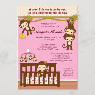 Melanie Monkey Baby Shower-uitnodigingen Kaart