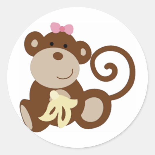 Melanie Monkey Girl Ronde Sticker (Voorkant)