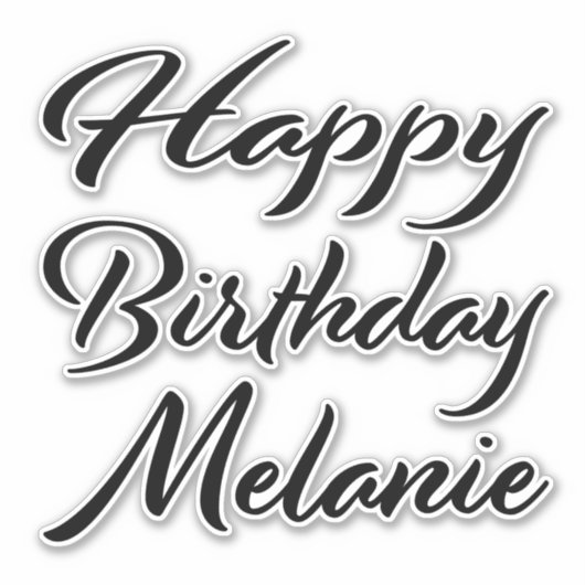 Melanie Name Vorname black Sticker Geburtstag (Voorkant)